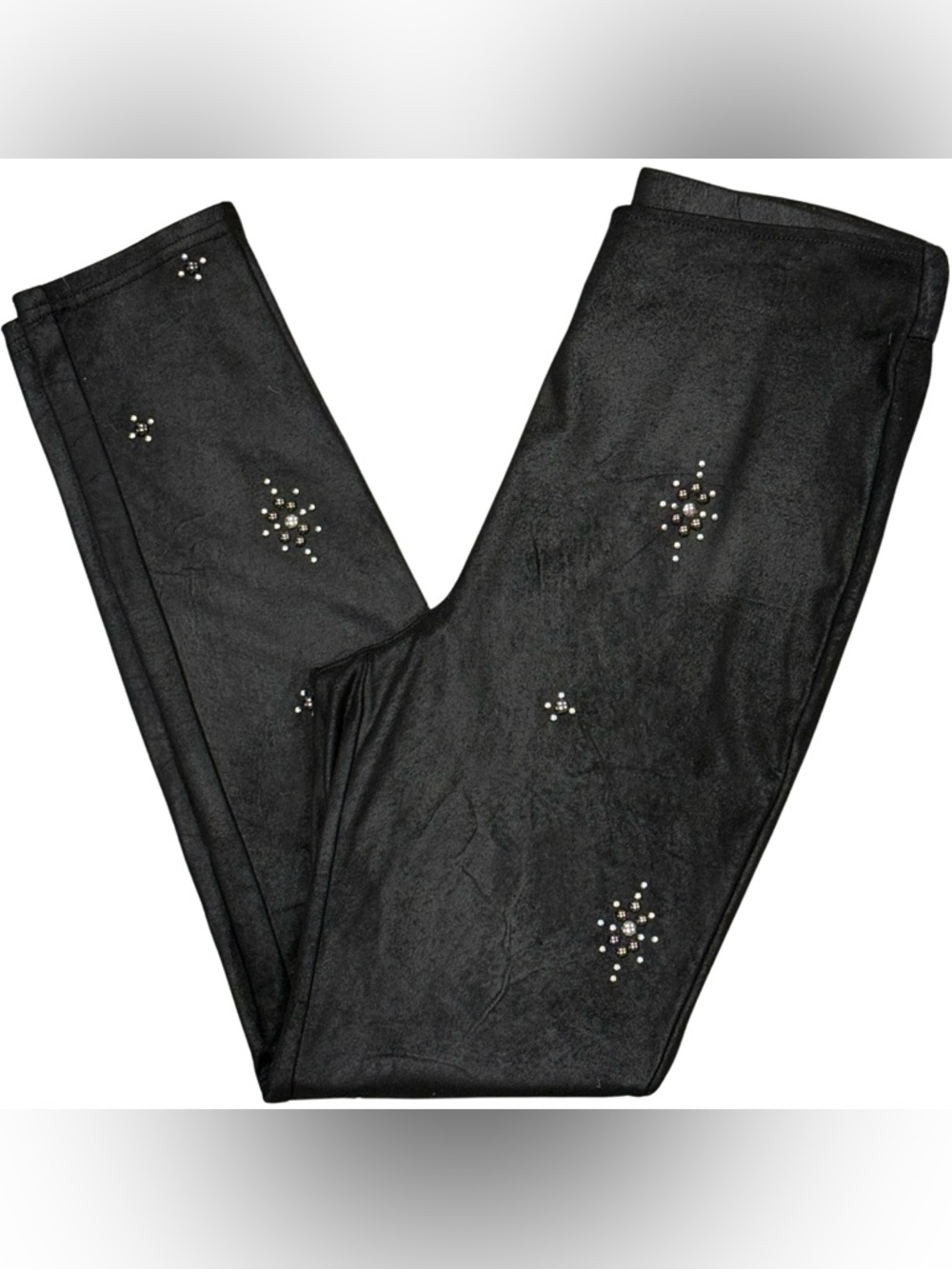 Free People Star Studded Faux Suede Vegan Leather Leggings Black 27 Bohemian - Picture 3 of 8